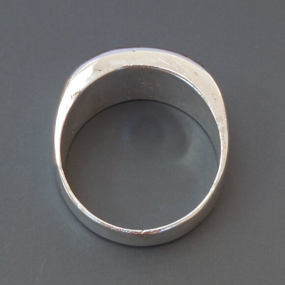 Sterling Coral Inlay Wide Band — Size 11 - Picture 14 of 14